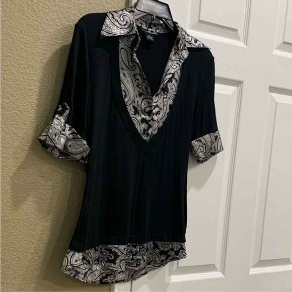 Willi Smith top blouse size S short sleeve polyester spandex - Picture 7 of 7